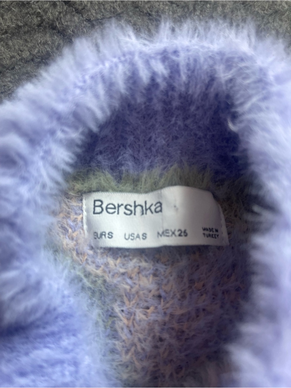 Bershka Pastel Abstract Fuzzy Turtleneck Sweater - Lavender, Green, Pink - Picture 8 of 9